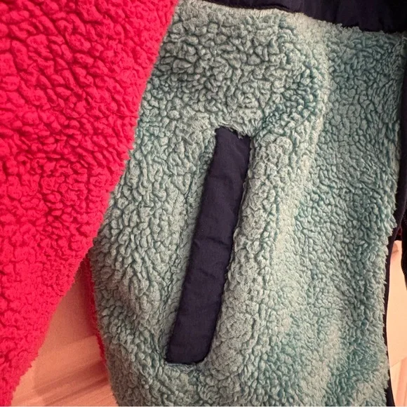 Eddie Bauer Hooded Sherpa Fleece Girls Zip Up Jacket Blue Pink Medium (10/12) - Picture 5 of 10